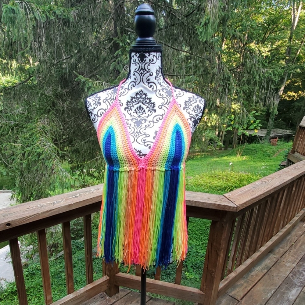 Beautiful Crocheted Rainbow Top